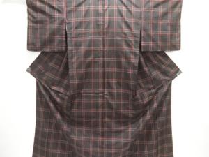 未使用品　格子織り出し本場泥大島紬着物アンサンブル